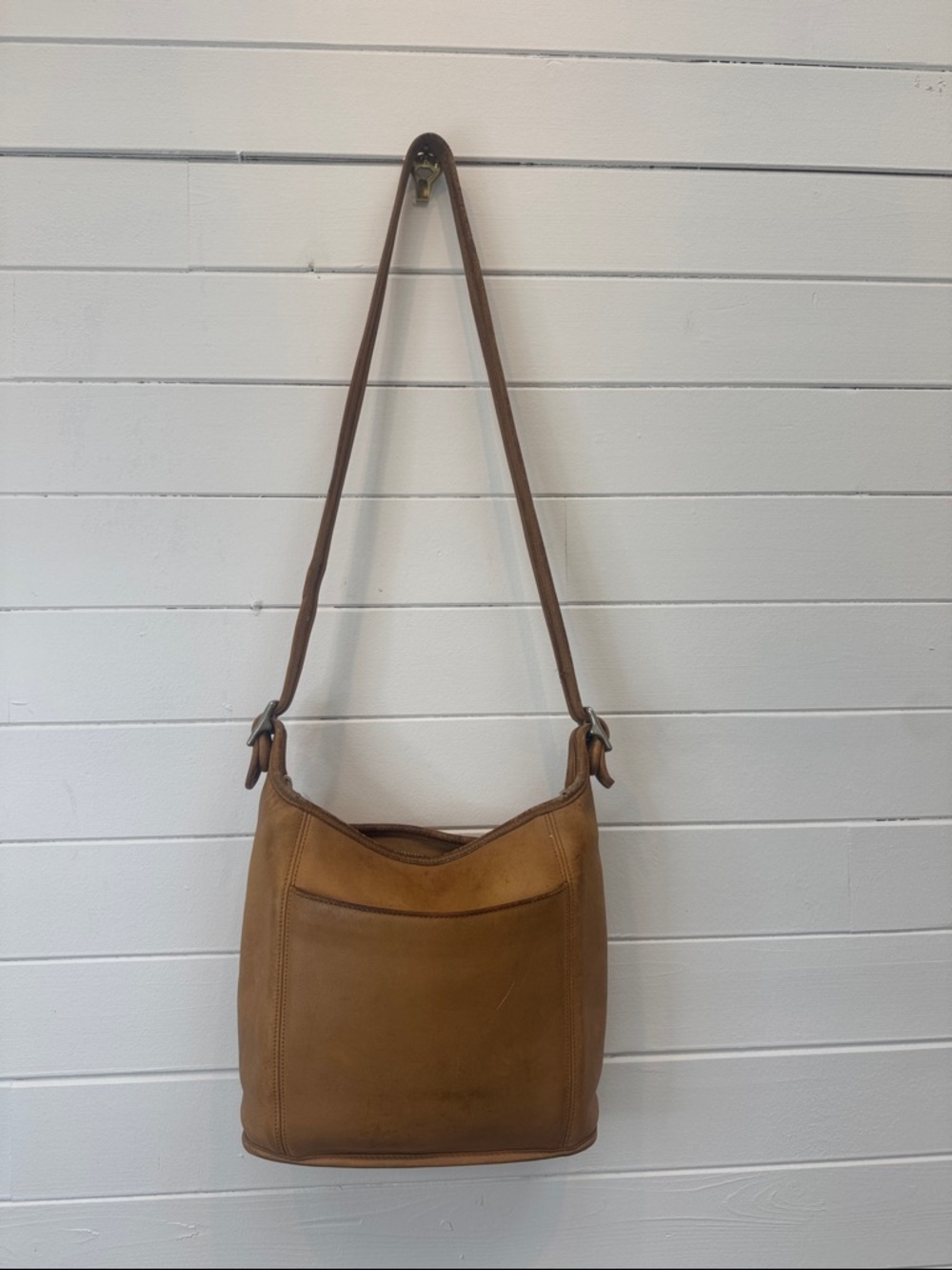 Coach 9816 Leather Shoulder Bag Vintage Beige Handbag Authentic